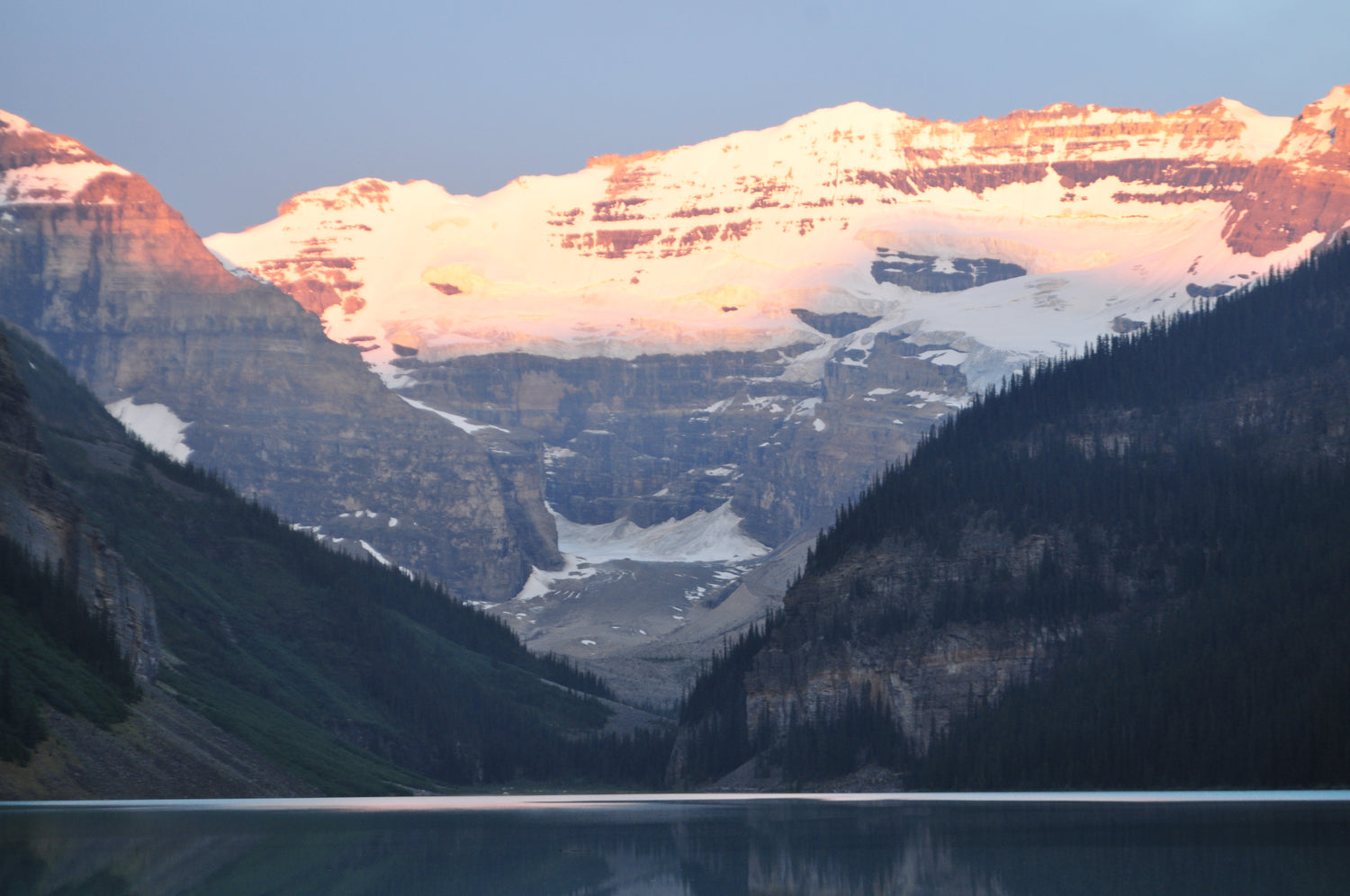 Lake Louise at sunrise alpenglow — Banff National Park, Canadian Rockies. Coming soon to Two Fat Bunnies. — Two Fat Bunnies.