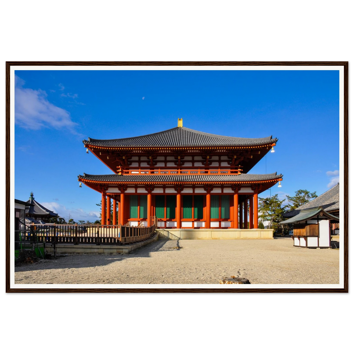 Central Golden Hall at Kōfuku-ji, Nara. Fine-art photograph of the Central Golden Hall (Chū-Kondō) of the Kōfuku-ji Buddhist temple complex, Nara, Japan. UNESCO World Heritage Site. Framed wooden poster · Made-to-order · Free Australia-wide shipping. — Two Fat Bunnies.