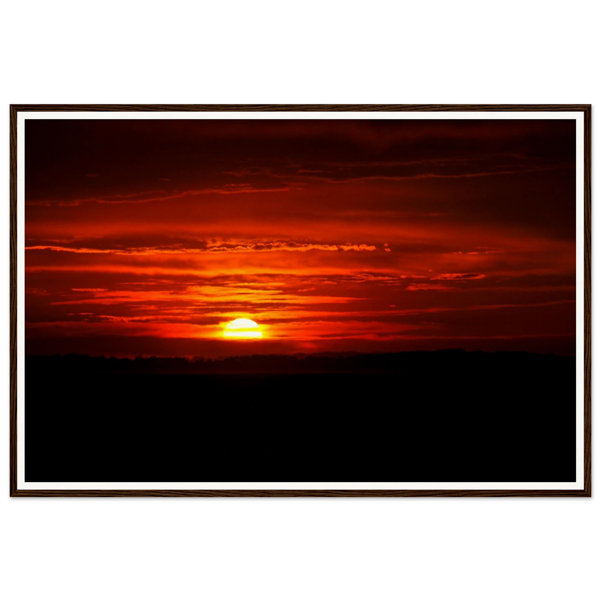 Sunrise Over Bass Strait – Flinders, Mornington Peninsula. Fine-art coastal photograph of sunrise breaking over Bass Strait at Flinders, Mornington Peninsula, Victoria, Australia. Framed wooden poster · Made-to-order · Free Australia-wide shipping. — Two Fat Bunnies.